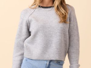 Vicky Heathered Grey Pullover Sweater