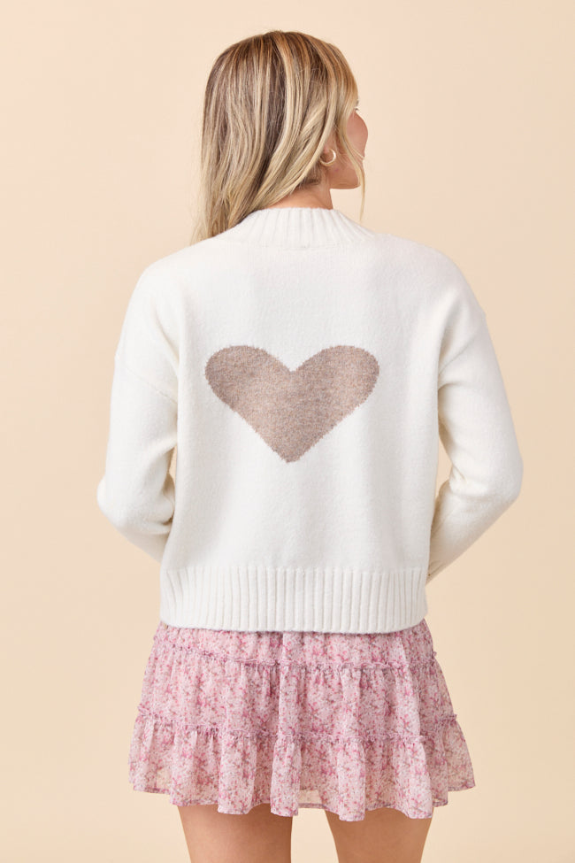 Raven Heart Print Off-White Cardigan FINAL SALE - Image 5