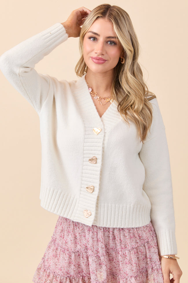 Raven Heart Print Off-White Cardigan FINAL SALE - Image 2