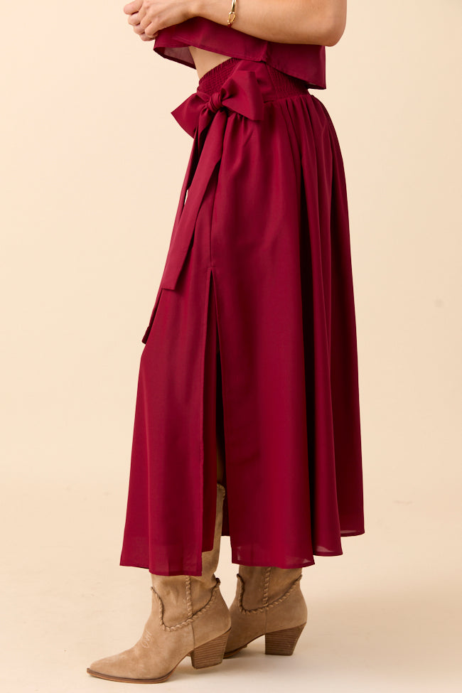 Cleo Burgundy Tie Front Skirt Set FINAL SALE - Image 4