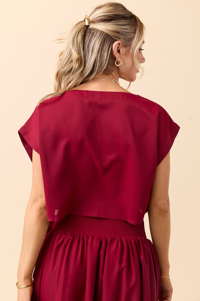 Cleo Burgundy Tie Front Skirt Set FINAL SALE - Image 8