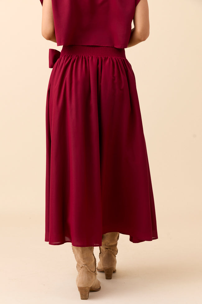 Cleo Burgundy Tie Front Skirt Set FINAL SALE - Image 5