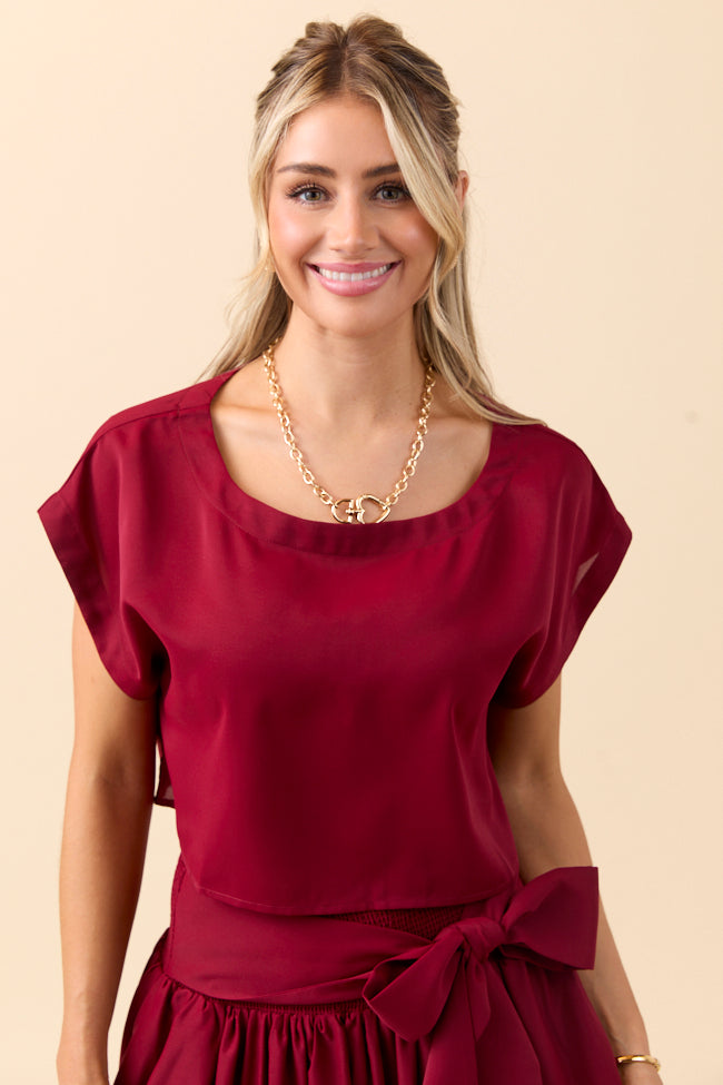 Cleo Burgundy Tie Front Skirt Set FINAL SALE - Image 6