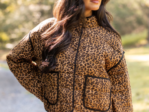 Sterling Leopard Snap Up Jacket