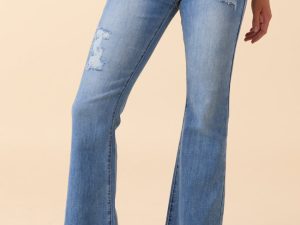 My Favorite Distressed Crop Flare Jeans