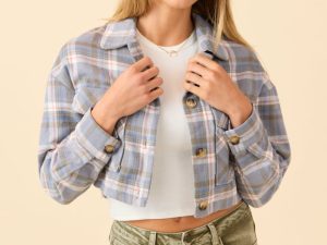 Gloria Light Blue Plaid Jacket