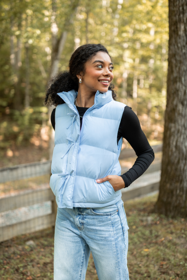 Liberty Frost Blue Bow Puffer Vest - Image 2