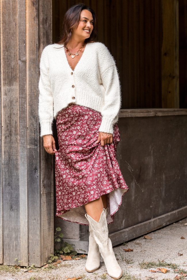 Naomi Red Multi Flower Maxi Skirt - Image 2