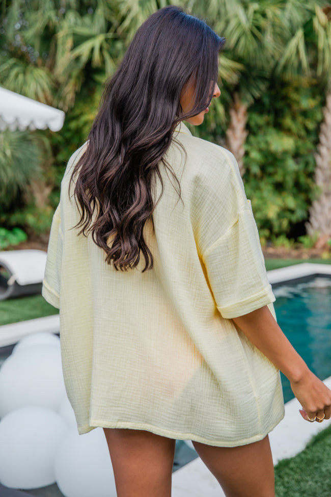 Let Me Adore You Short Sleeve Yellow Button Front Gauze Blouse FINAL SALE - Image 4