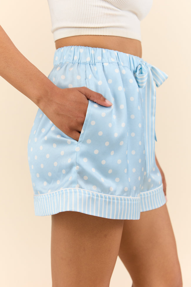 No Alarm Blue Polka Dot Satin Pajama Shorts FINAL SALE - Image 3
