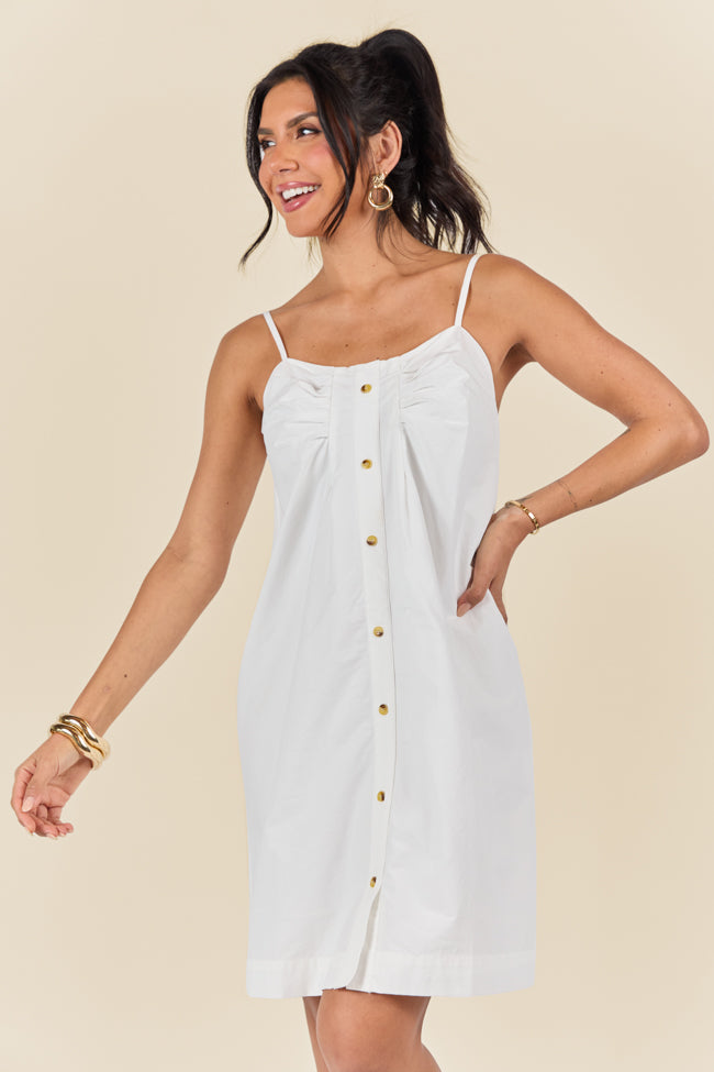 No Looking Back White Button Front Mini Dress FINAL SALE