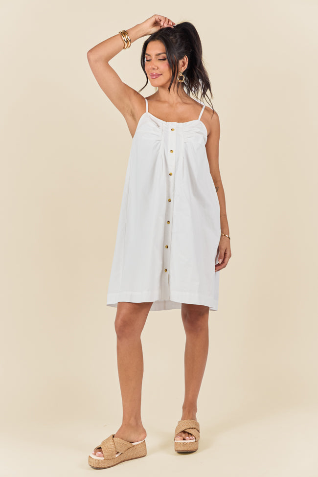 No Looking Back White Button Front Mini Dress FINAL SALE - Image 3