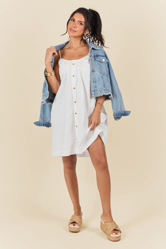 No Looking Back White Button Front Mini Dress FINAL SALE - Image 2