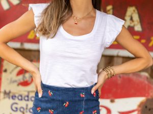 Opal Short Flutter Sleeve Sleeve White Tee