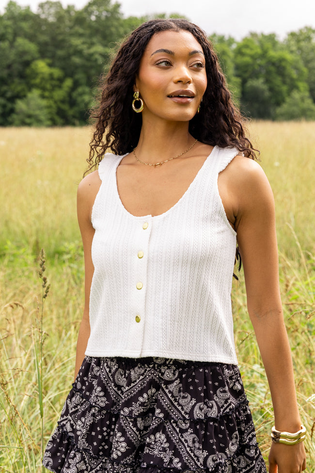 Gretta White Button Up Knit Tank FINAL SALE