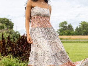 Essie Tiered Multi Floral Maxi Dress