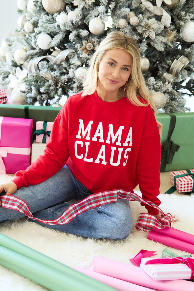 Mama Claus Red Graphic Sweatshirt