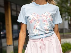 Floral Bow Chambray Graphic Tee