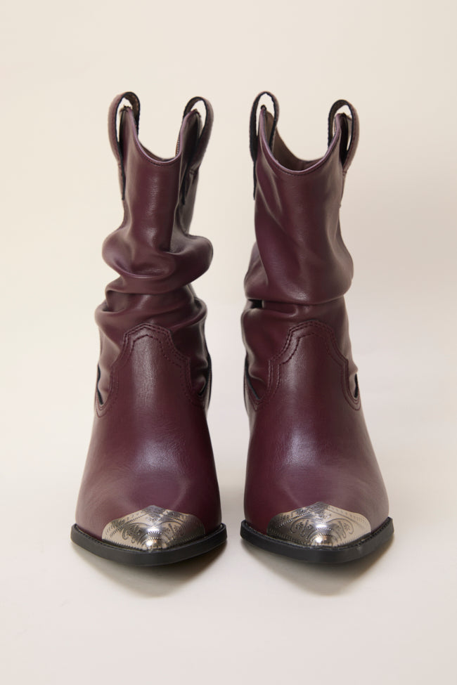 Heather Claret Slouch Boots Emily Fauver X Pink Lily - Image 4