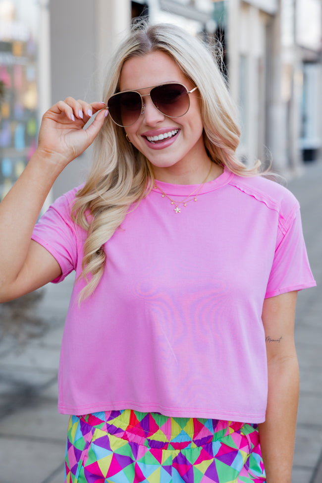 One Step Ahead Pink Cropped Tee FINAL SALE