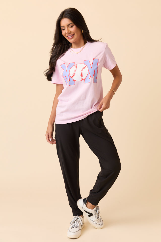 Mom Block Baseball Light Pink Graphic Tee - Image 3