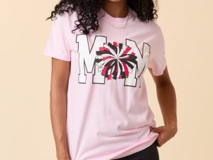 Mom Block Cheer Light Pink Graphic Tee