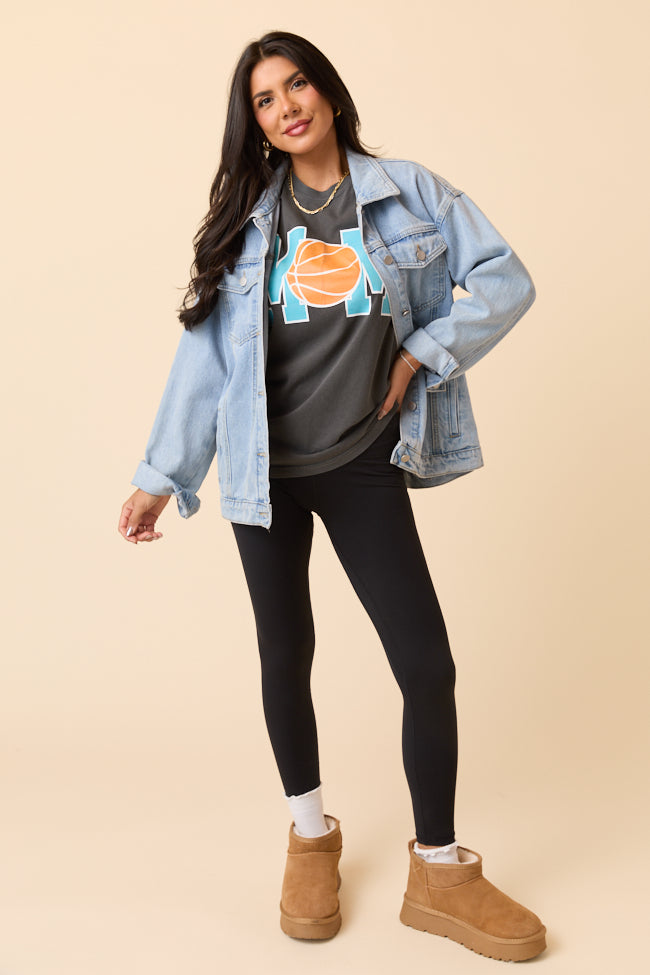 Mom Block Basketball Dark Grey Graphic Tee - Image 4