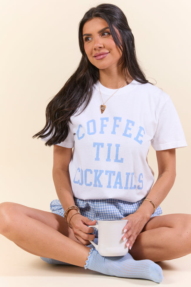 Coffee Til Cocktails White Graphic Tee - Image 3