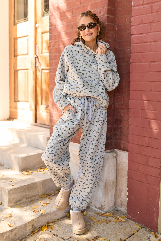 Jolie Grey Floral Sweatpants Amber Massey X Pink Lily
