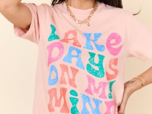 Lake Days On My Mind Orange Graphic Tee