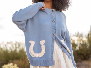 Golden Stirrups Horseshoe Cardigan