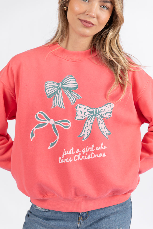 Just A Girl Who Loves Christmas Light Red Graphic Sweatshirt - Image 3