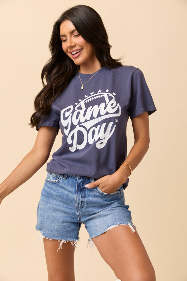 Game Day Script Navy Blue Graphic Tee - Image 4