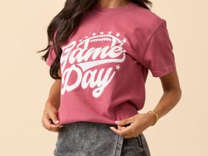 Game Day Script Crimson Graphic Tee