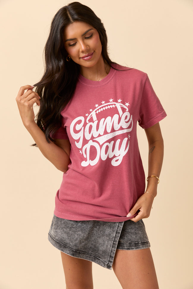 Game Day Script Crimson Graphic Tee - Image 3