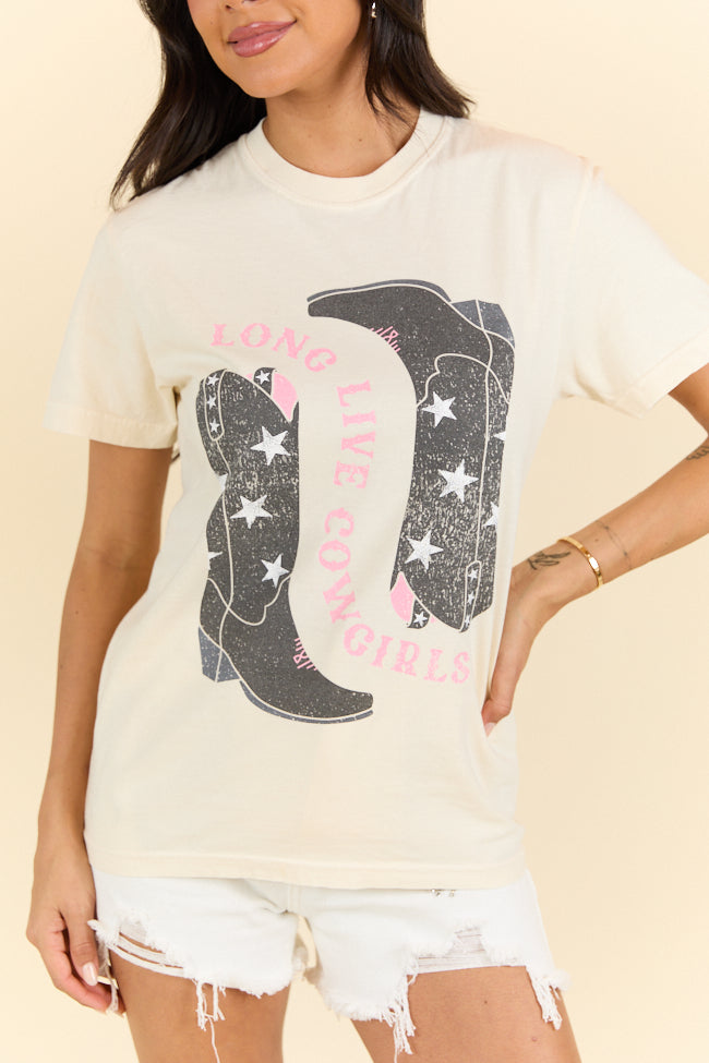 Long Live Cowgirls Star Boots Ivory Graphic Tee - Image 3