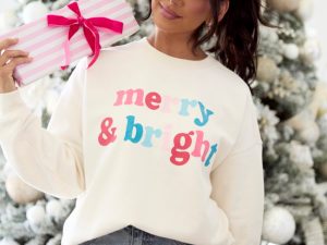 Merry & Bright Cream Graphic Sweatshirt