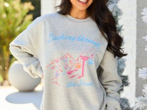 Dashing Through The Snow Light Grey Graphic Sweatshirt