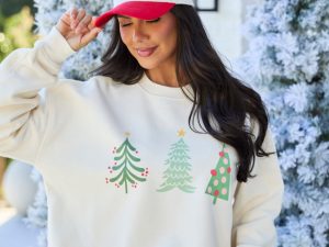 Christmas Trees Cream Graphic Sweatshirt