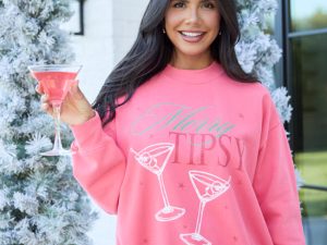 Merry Tipsy Light Red Graphic Sweatshirt