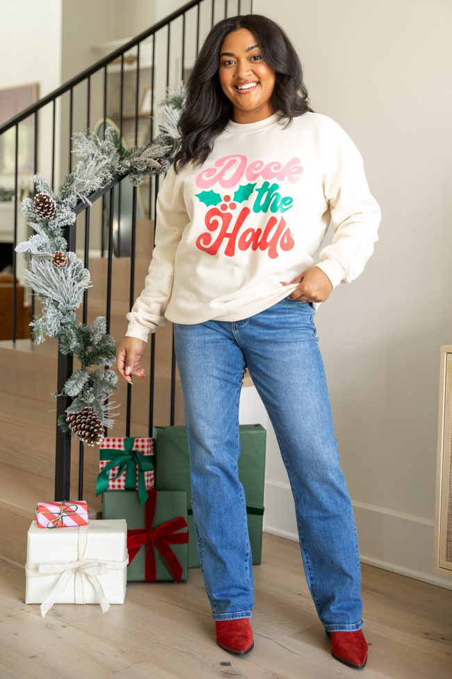 Deck The Halls Cream Graphic Sweatshirt - Image 3