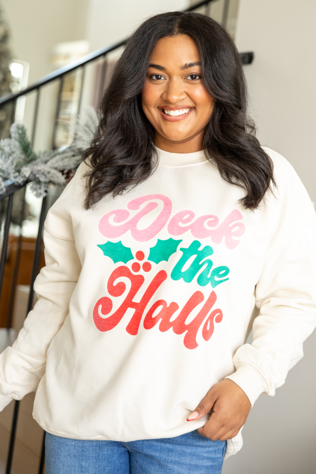 Deck The Halls Cream Graphic Sweatshirt