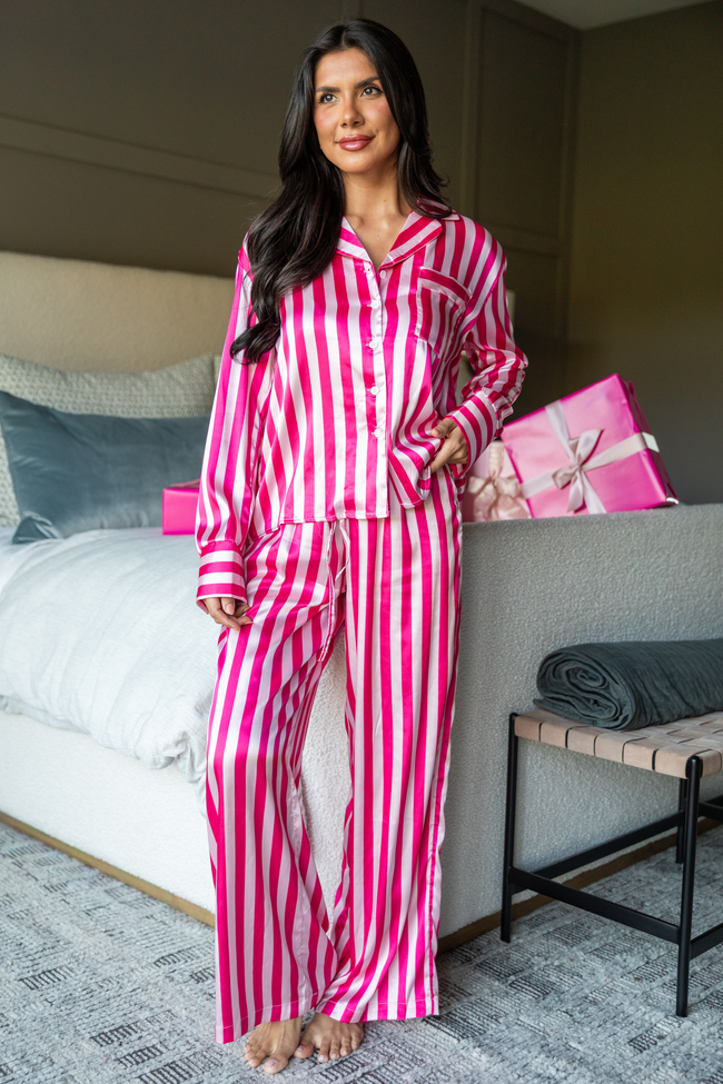 Thats Our Secret Striped Satin Pajama Set FINAL SALE - Image 2