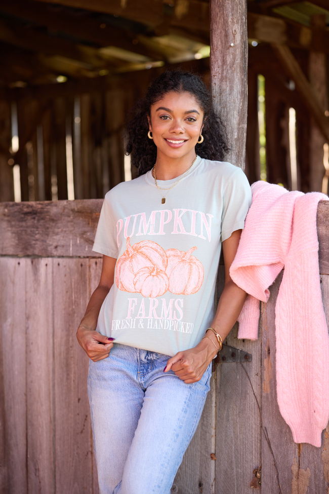 Pumpkin Farms Light Green Graphic Tee