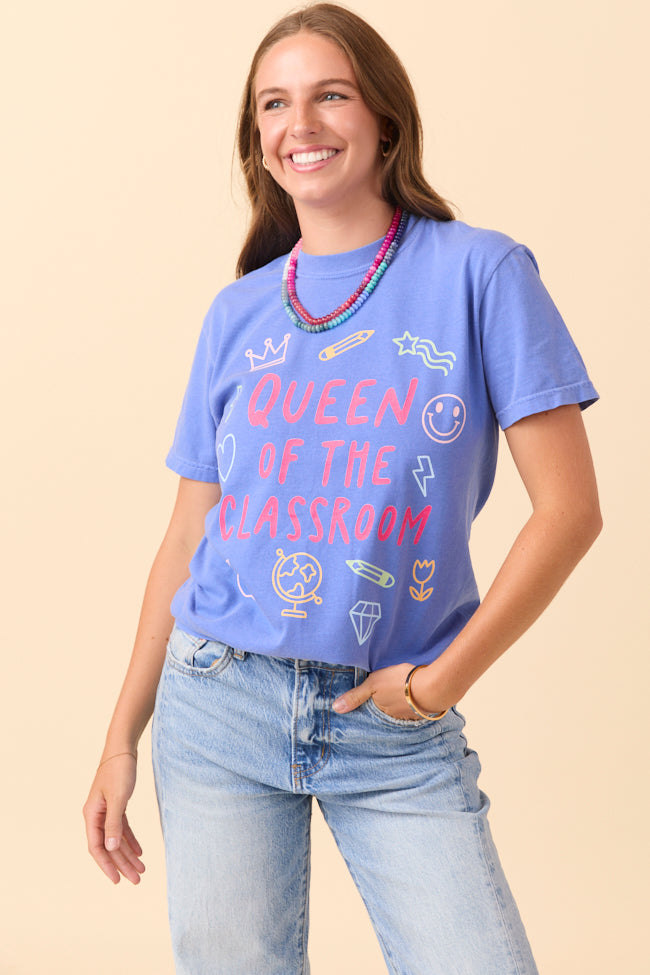 Queen Of The Classroom Blue Graphic Tee