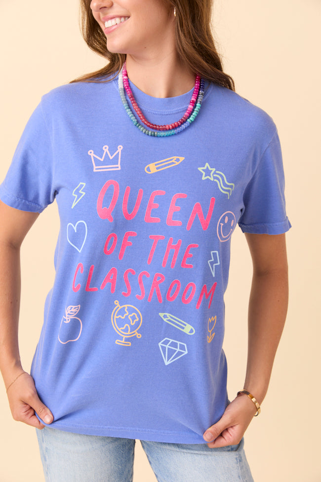Queen Of The Classroom Blue Graphic Tee - Image 2