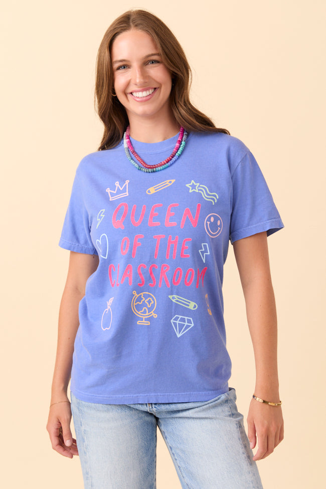 Queen Of The Classroom Blue Graphic Tee - Image 4