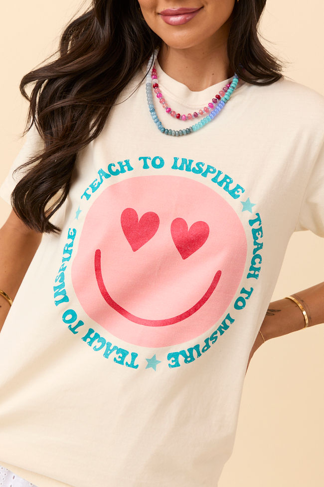 Teach To Inspire Smiley Ivory Graphic Tee - Image 3