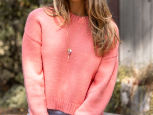 Dena Solid Coral Crewneck Sweater FINAL SALE