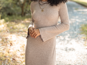 Rhiannon Brown Bell Sleeve Maxi Dress